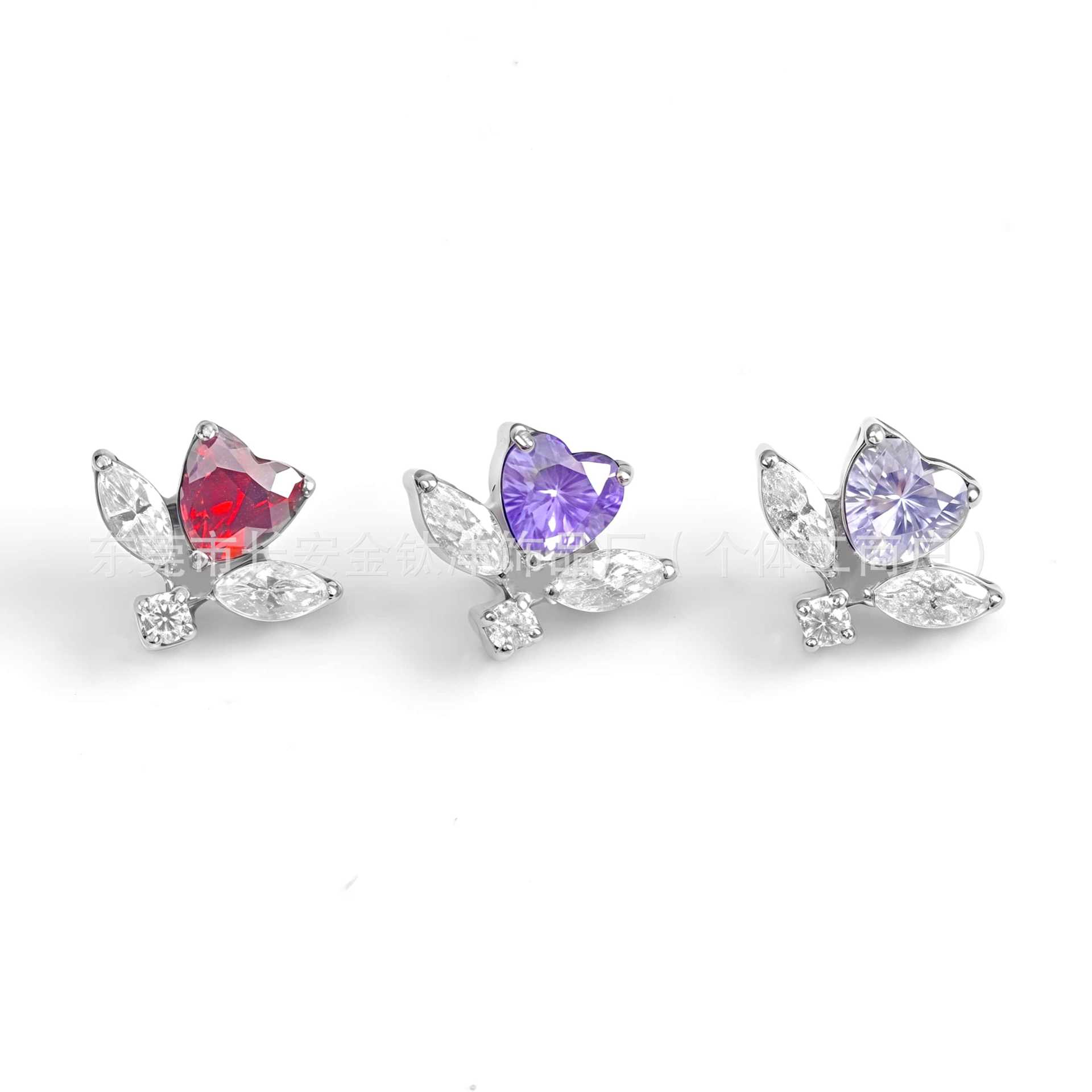 F136 Titanium Internal Thread Heart Flower Earrings Lip Nails Nose Nails Ear Bone Nails G23 Titanium Alloy Body Piercing Jewelry - Image 2