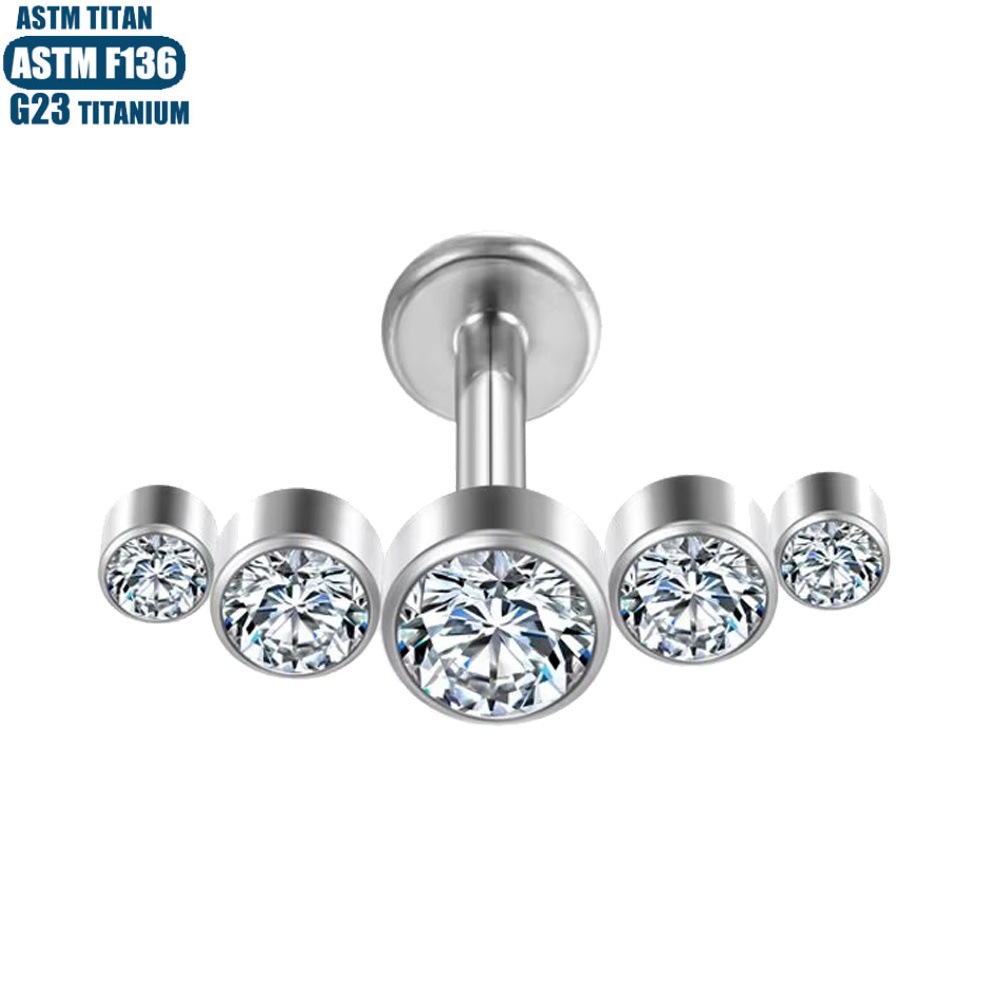 F136 Titanium Alloy Tragus Earring Internally Threaded Zircon Earring Small Lip Ring Lip Jewelry - Image 2