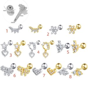 Gold Bow-Knot CZ Zircon Belly Ring, Simple Geometric Navel Jewelry for Women