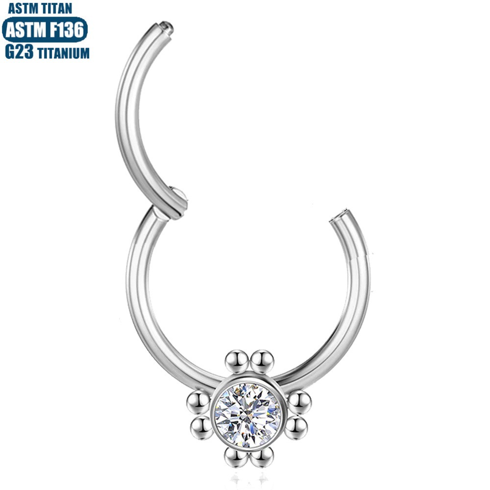 G23 Titanium Seamless Nose Ring with Zircon Beads - Conch Earring for Women Men - Image 3