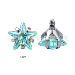 F136 Titanium Gradient Five-Claw Star Lip Stud Earring - G23 Titanium Alloy Body Piercing Jewelry