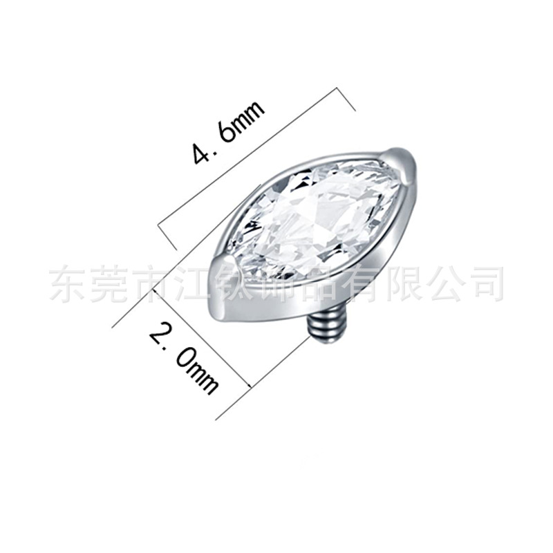 G23 Titanium Horse Eye Lip & Ear Stud Zircon Implant Grade Body Piercing Jewelry - Image 2