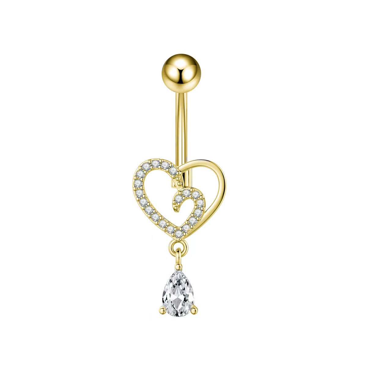 Gold Flower Oval Zircon Belly Button Ring Navel Piercing Jewelry Wholesale - Image 5