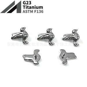 F136 Titanium Smooth Bird Internally Threaded Ear Nail Nose Nail Cochlea Ear Bone Nail G23 Titanium Alloy Body Piercing Jewelry