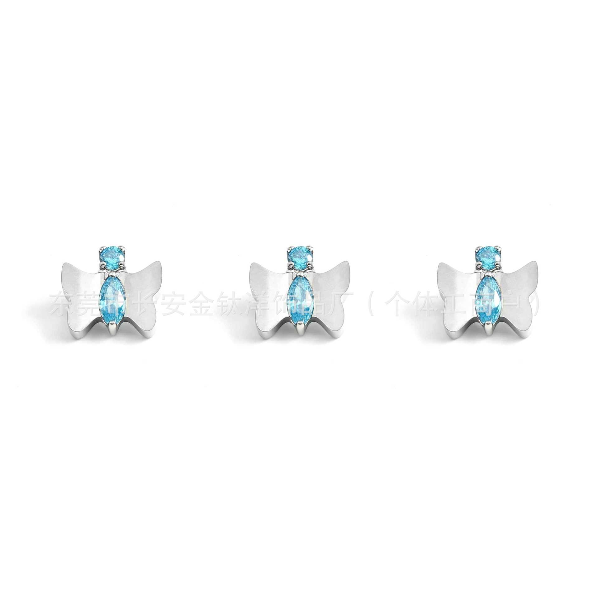 F136 Titanium Butterfly Zircon Earrings Nose Stud Ear Bone Stud G23 Titanium Alloy Body Piercing Jewelry - Image 2