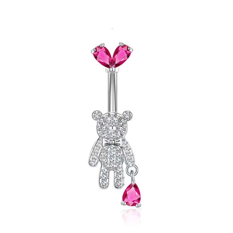 New Bear Belly Button Ring with Dangle Moon Planet Tassel Body Piercing Jewelry - Image 2