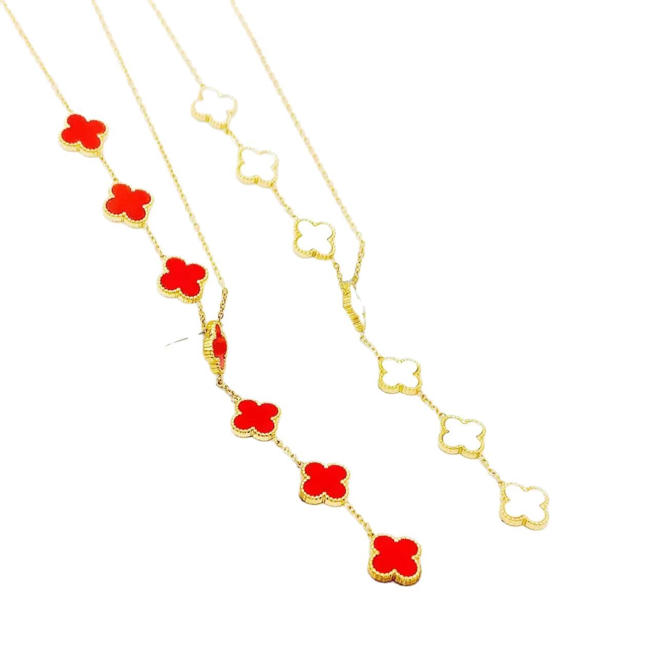 Seven Flower Tassel Side Groove Necklace Niche Light Luxury Joker Fashion 18K Non-Fading Stainless Steel Jewelry - Image 4