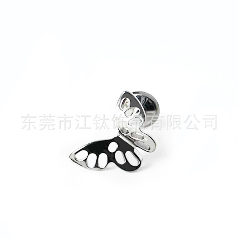 F136 Titanium Hollow Butterfly Ear Studs - Ear Lip Nails Cross-Border G23 Titanium Alloy Body Piercing Ear Bone Nails - Image 2