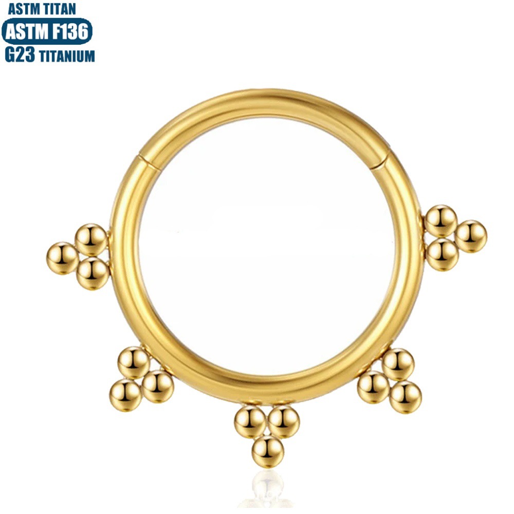Black Titanium Alloy Welded Ball Seamless Hoop Nose Ring Earring - Image 4