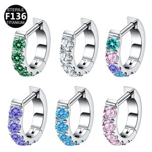 Titanium Alloy F136 Implant-Grade Straight Needle Earrings with 5A Zircon for Ear Piercing, G23 Jewelry Ear Studs, Dazzling Earlobe Rings