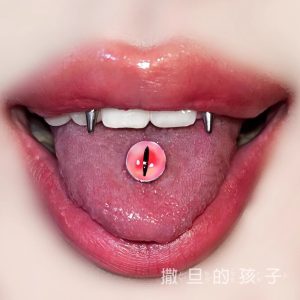 Magic Pupil Tongue Stud Spice Girl Sweet Cool External Thread Titanium Steel Eyes Tongue Ring