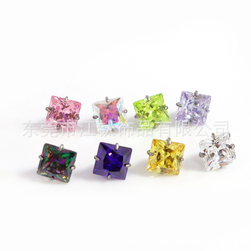 G23 Titanium Lip Nail Square Inlaid 5A Zircon Pin Earring - 8mm Labret Stud for Ear Cartilage Piercing - Image 5