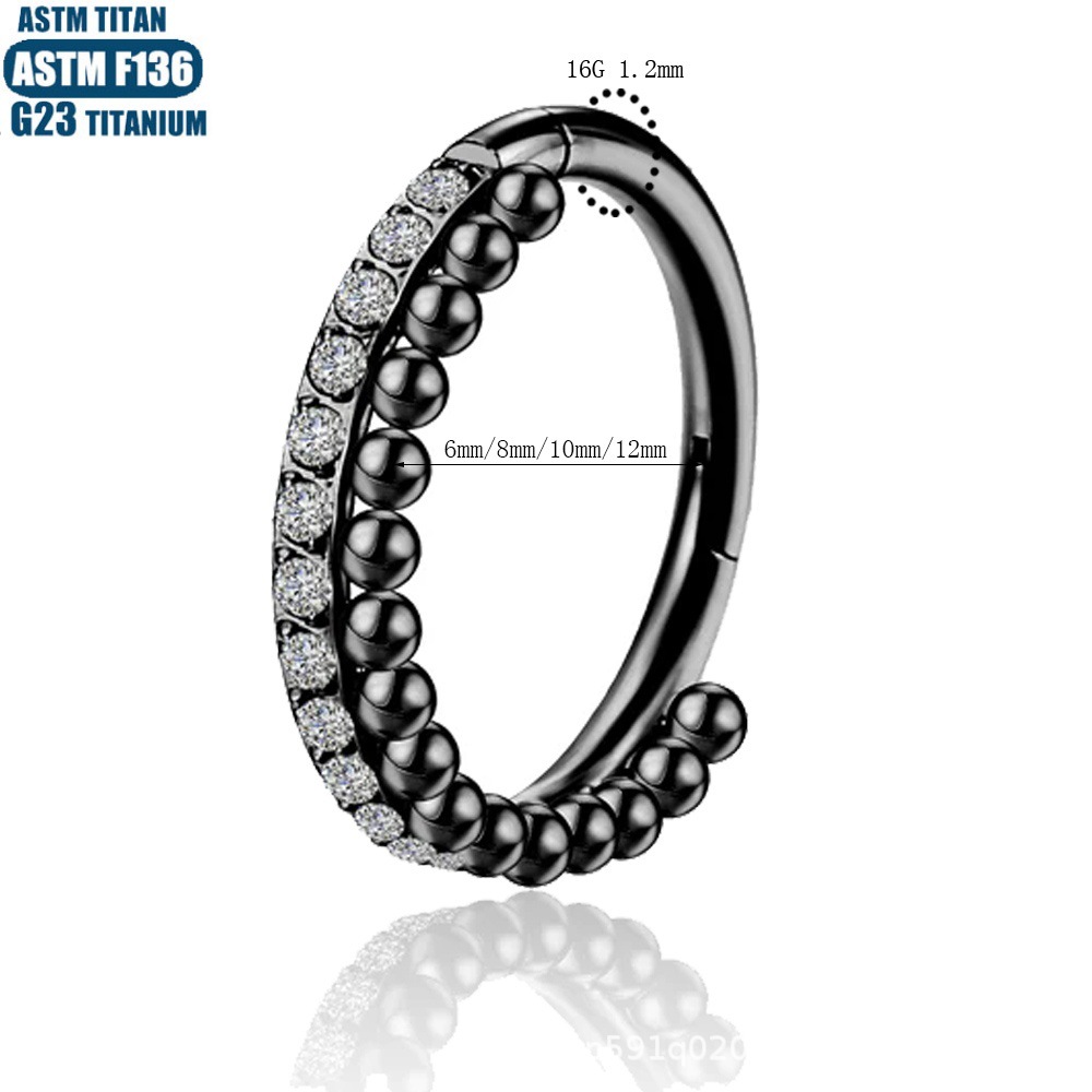 F136 Titanium Nose Ring Seamless Ring with Zircon Earrings Hinged Perforated Jewelry - Image 4