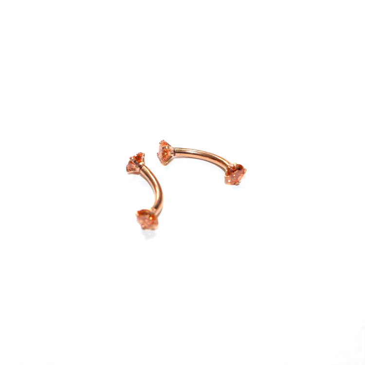 G23 Titanium Alloy Four-Prong Double-Ended Internally Threaded Curved Barbell Banana Ear Stud Nose Ring Eyebrow Stud Electroplated - Image 5