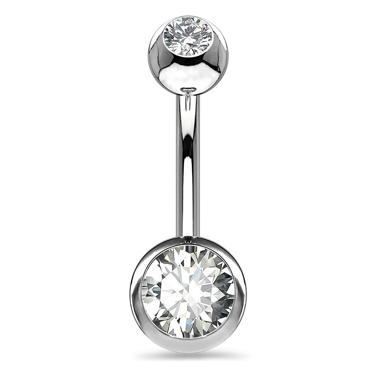 G23 Titanium Internally Threaded Double Head Drill Edge Inlaid Zircon Navel Ring Body Piercing Jewelry - Image 5
