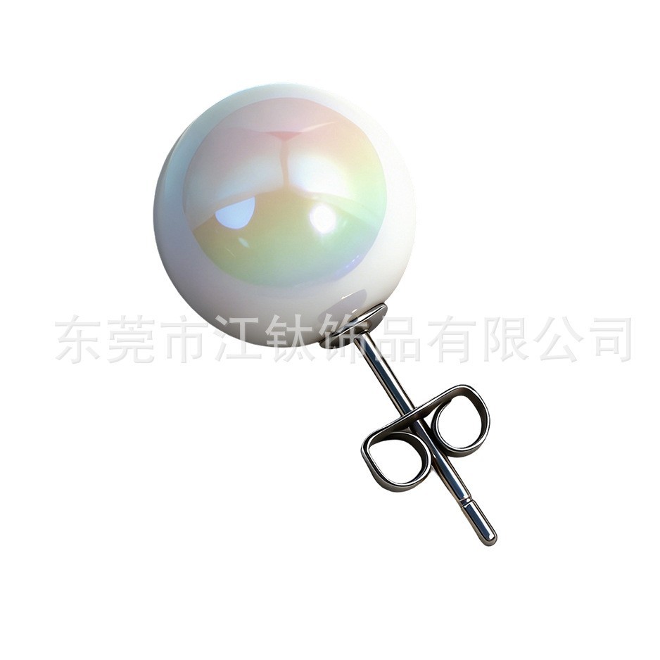Jiangtai F136 Titanium Ear Studs Mermaid Pearl Butterfly Clasp G23 Titanium Alloy Body Ear Bone Studs - Image 5