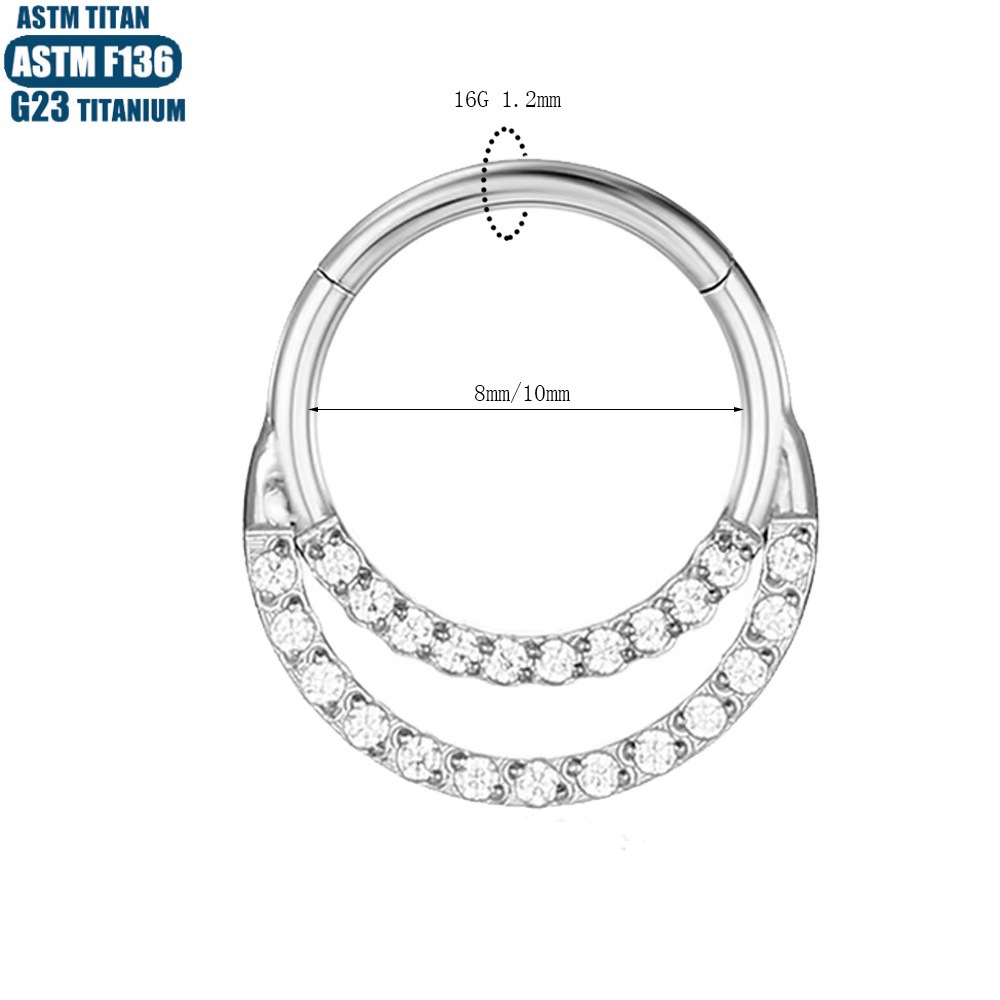 F136 Titanium Alloy Zircon Nose Ring Seamless Ring Nasal Septum Ring Moon Earrings Stud - Image 4