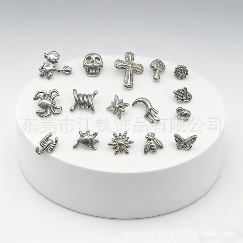 G23 Titanium Cross Body Piercing Earrings 3D Devil Scorpion Butterfly Stud 1.2x10mm - Image 3