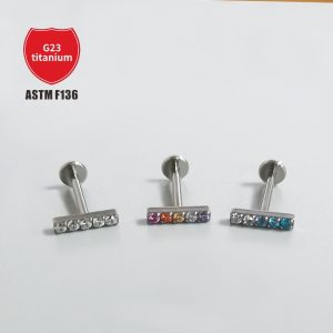 F136 Lip Nail Inlaid Diamond Ear Bone Nail G23 Titanium Alloy Body Piercing Jewelry Customization with Drawings and Samples