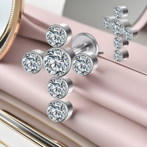 F136 Titanium Ear Lip Cross Zircon Piercing Jewelry - 1.2x10mm Thread Internal Ear Bone Studs