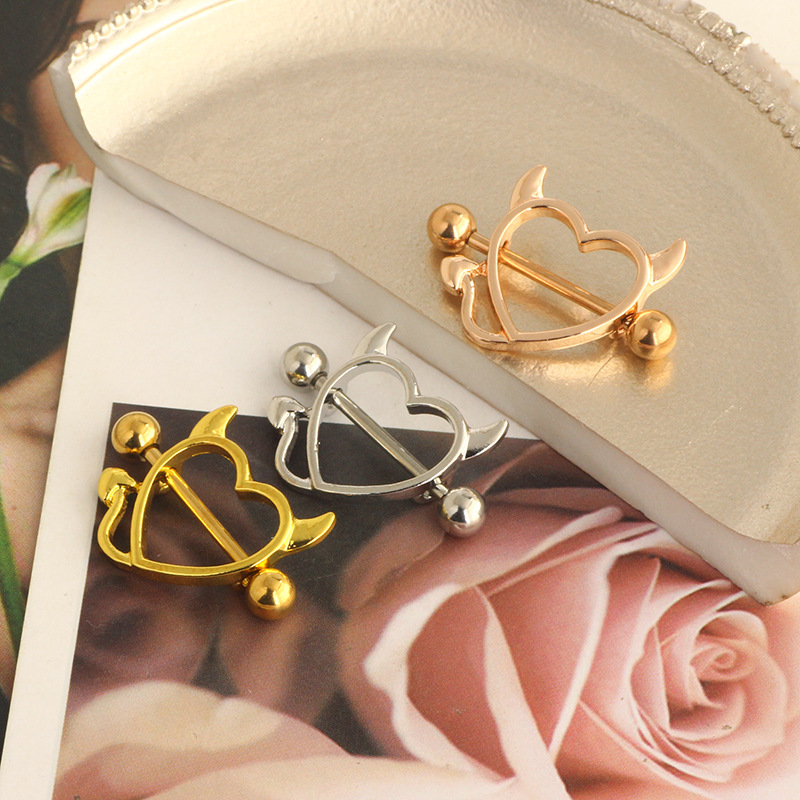 2022 Horn Monster Heart Breast Ring Stainless Steel Milk Ornaments Wholesale Fun Body Piercing Jewelry - Image 5