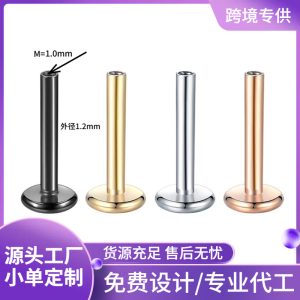 Stainless Steel Inner Thread Lip Labret Rod Titanium Steel Replacement Bar Universal Ear Bone Nail Tongue Nail Cross-Border Wholesale