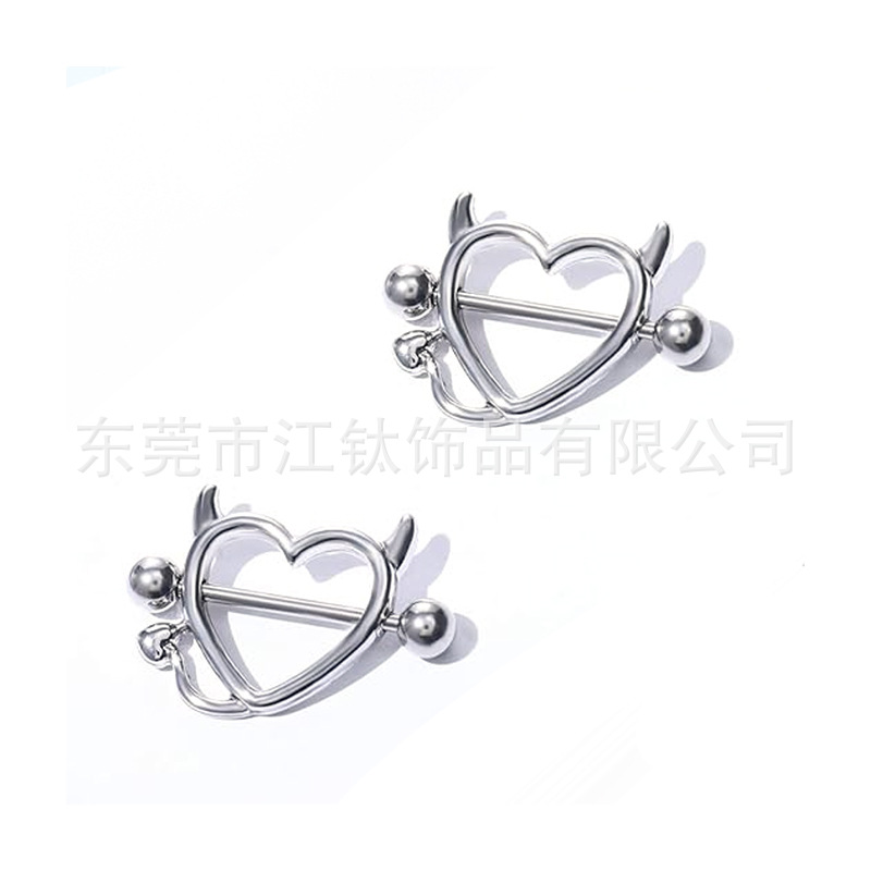 G23 Titanium Heart Breast Ring - Custom Body Piercing Jewelry Nail with Polished Finish - Image 4