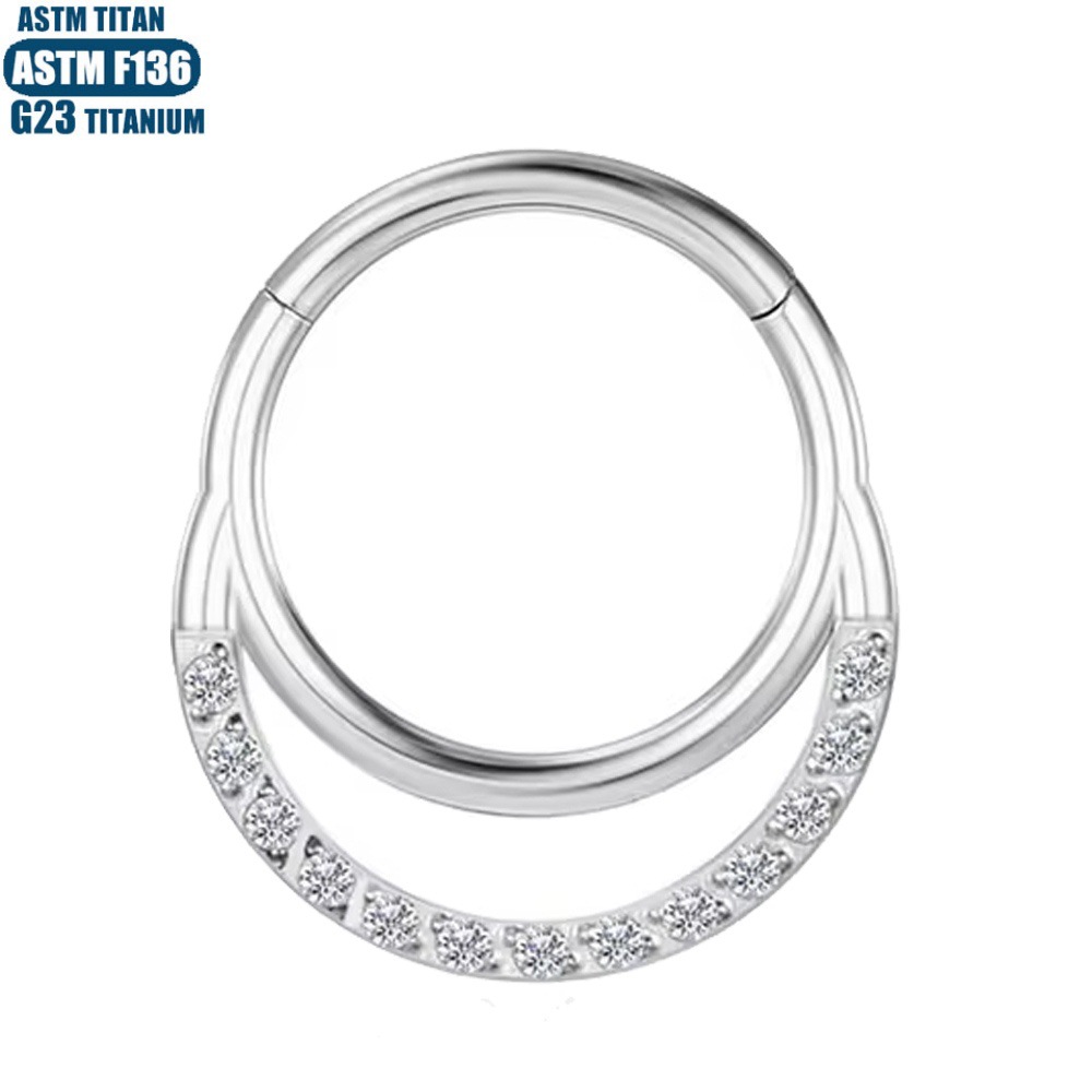 G23 Titanium Nose Ring Seamless Moon Zircon Septum Ring Conch Ear Bone Hoop Fashion Jewelry - Image 3