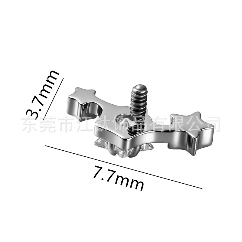 G23 Titanium Alloy Five-Pointed Star Zircon Body Piercing Ear Jewelry - 1.2x10mm Cartilage Stud - Image 2