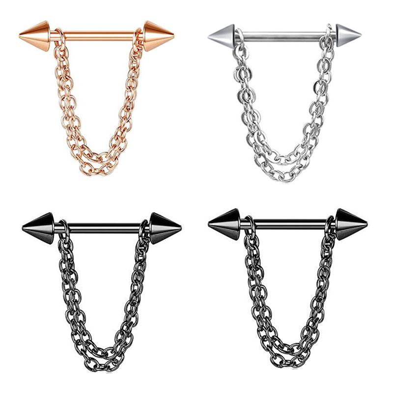 Flower Design Stainless Steel Ear Piercing Stud Gold Pointed Style for Men Women - Image 2