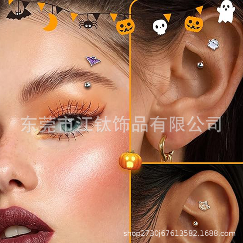 G23 Titanium Alloy Lip Labret Stud Batman Halloween Piercing Jewelry - Image 3