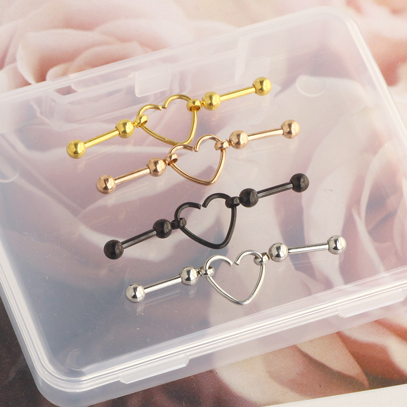 Stainless Steel Love Earrings Round Balls Love Ear Cartilage Studs Ear Piercing Jewelry - Image 5