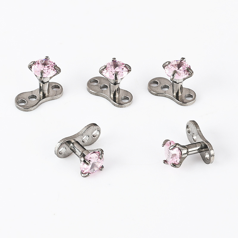 Zesen G23 Titanium Alloy Subcutaneous Buried Nail Zircon Internal Thread Lockbone Nail with Base suit Puncture Jewelry - Image 4