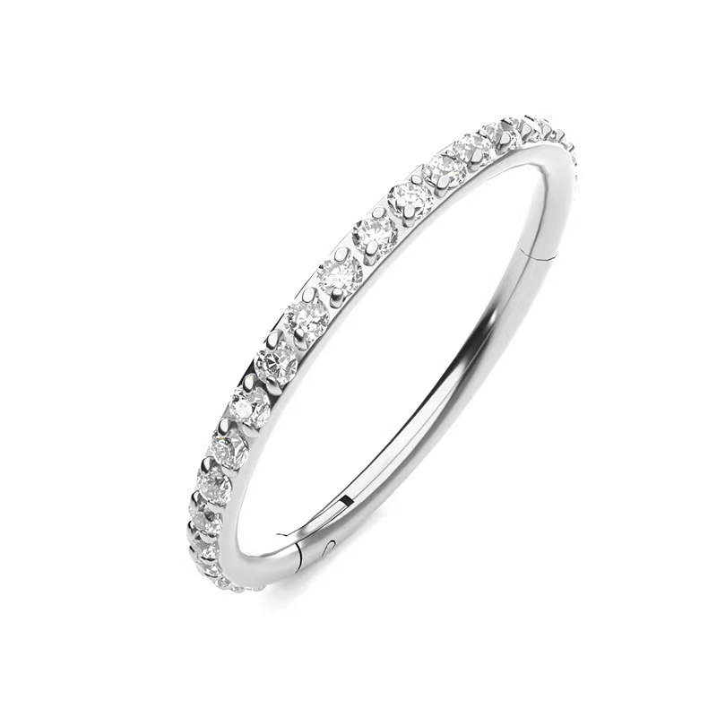 G23 Titanium Nose Ring Seamless Closed Ring CZ Micro-Inlaid Zircon Nose Stud Hoop for Women Men - Image 5