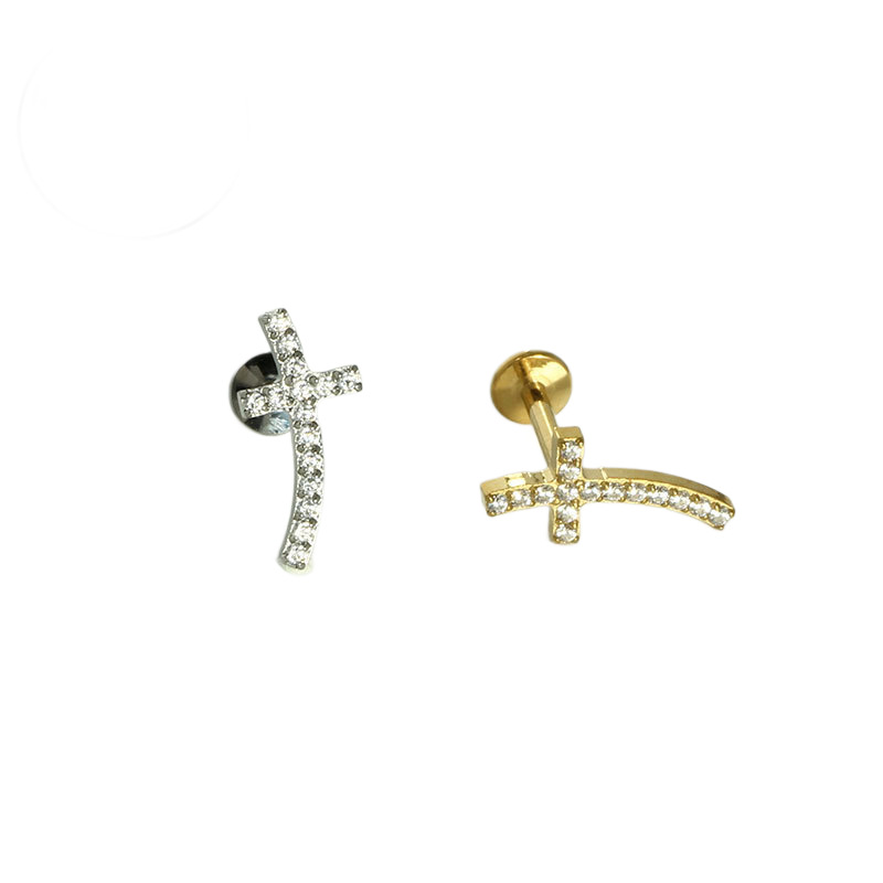 G23 Titanium Lip Nail Cross Earrings High-End Niche Piercing Jewelry Cross Stud for Lip and Ear - Image 5