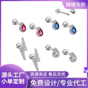 Geometric Diamond Rhinestone Lightning Ear Cuff Earring for Women