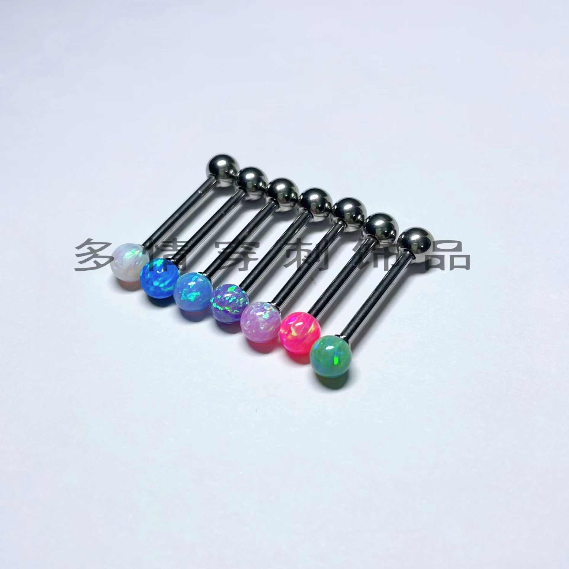 Opal Tongue Barbell 12mm Bar 1.6mm Gauge 5mm Ball Titanium Steel Tongue Ring for Oral Piercing - Image 5