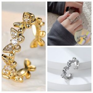 Fashion Butterfly Ring Women Adjustable Open Ring Gold Copper Jewelry