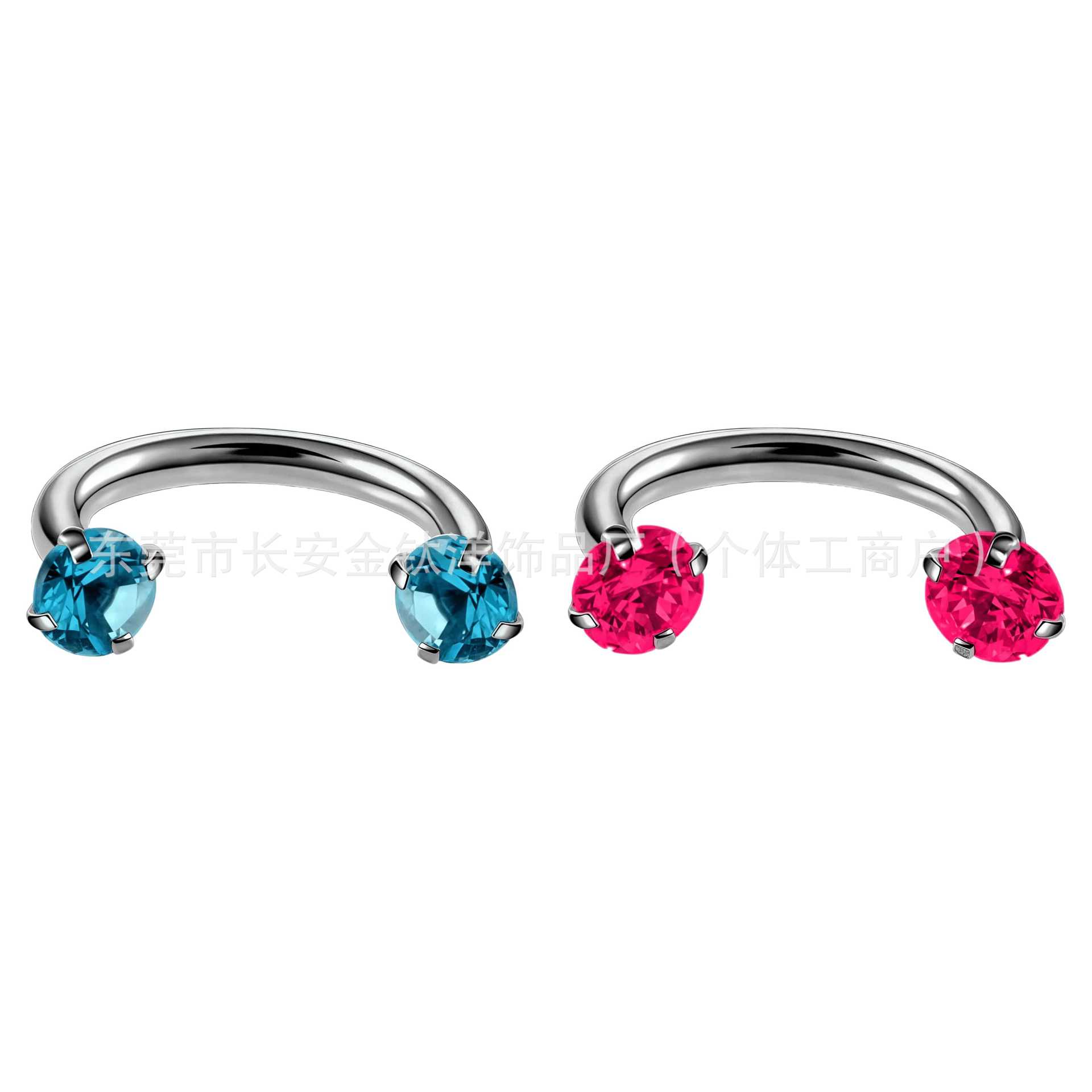 F136 Titanium Internal Thread Horseshoe Ring 5A Zircon Claw Zirconium Lip Ring Nose Ring Ear Bone Stud G23 Titanium Alloy Piercing Jewelry - Image 3
