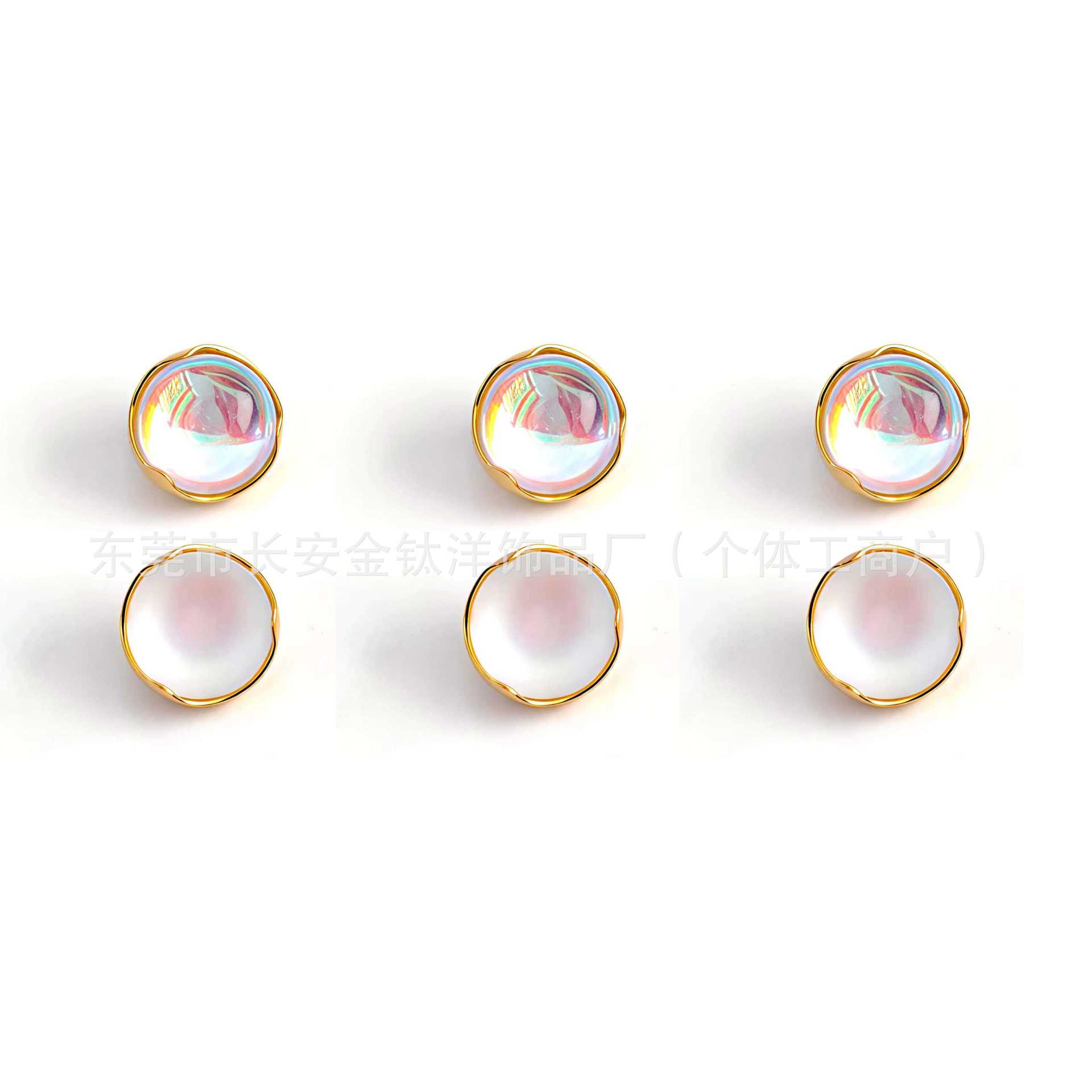 F136 Titanium 18K Gold-Plated Wavy Edge Moonstone Nose Lip Ear Stud Piercing Jewelry - Image 5