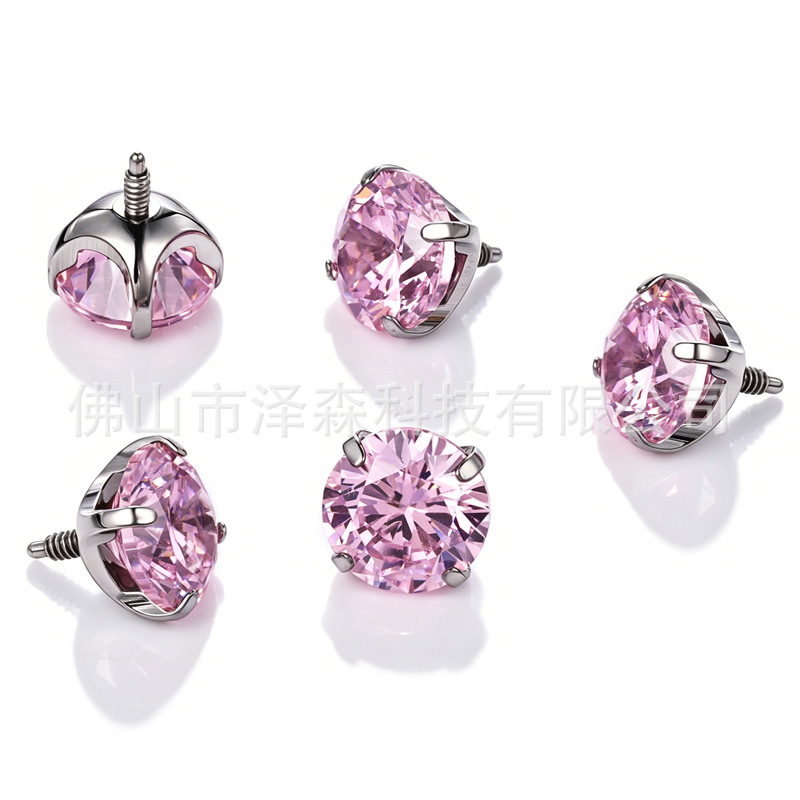 F136 Titanium Alloy Ear Stud with Long Prongs, 5A Claw Zirconia, Bowl Base Claw Setting Ear Bone Stud, Body Piercing Jewelry - Image 5