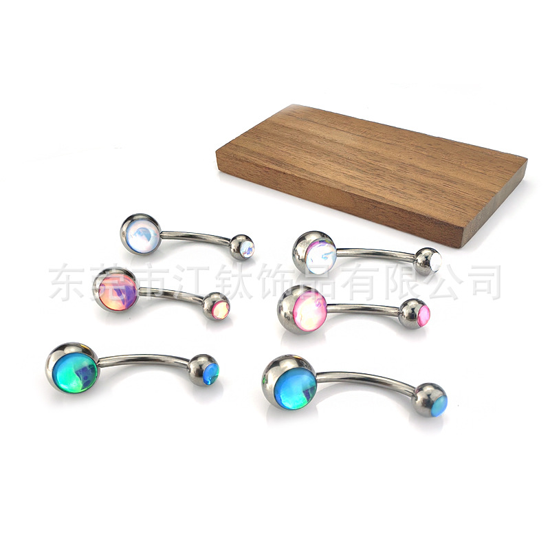 JT768 G23 Titanium Navel Ring Drip Oil Glitter Inner Tooth Belly Button Ring - Image 2
