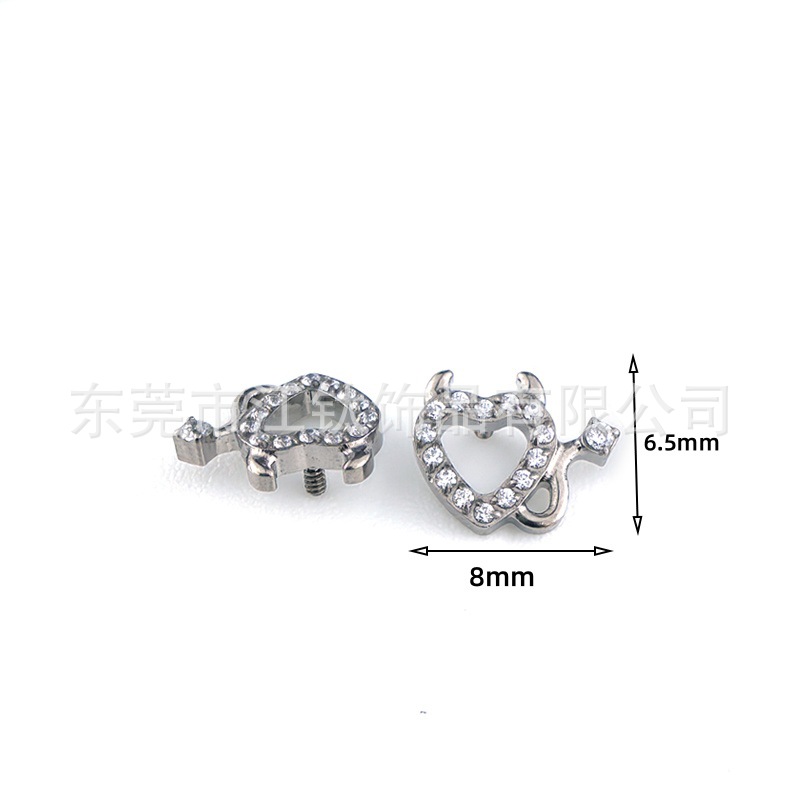 G23 Titanium Heart Shaped Ear Stud with CZ - ASTM F136 Devil Love Diamond Earring for Cartilage - Image 3