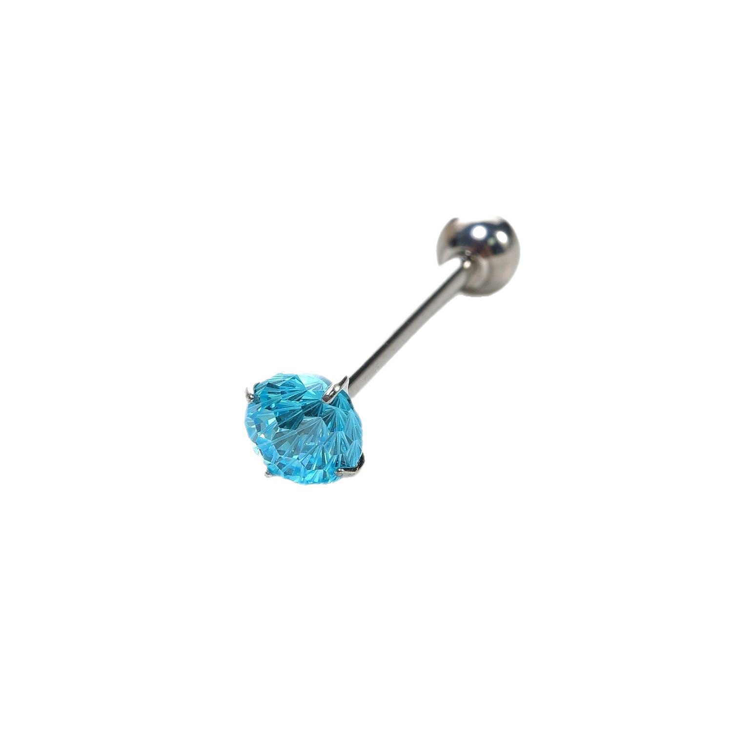Titanium Alloy Tongue Piercing Barbell - Internally Threaded Short Rod with Sparkling Fireworks Diamond, Long-Term Wear - Image 5