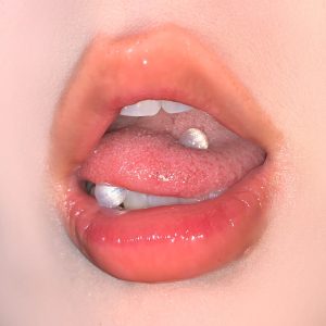 7-Color Polarized Cat Eye Gradient Tongue Piercing Fine Glitter Acrylic Titanium Steel External Thread Barbell