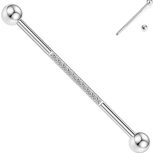 Stainless Steel Zircon Star Cartilage Earring Barbell Fashion Punk Piercing Jewelry Rose Gold - Image 3