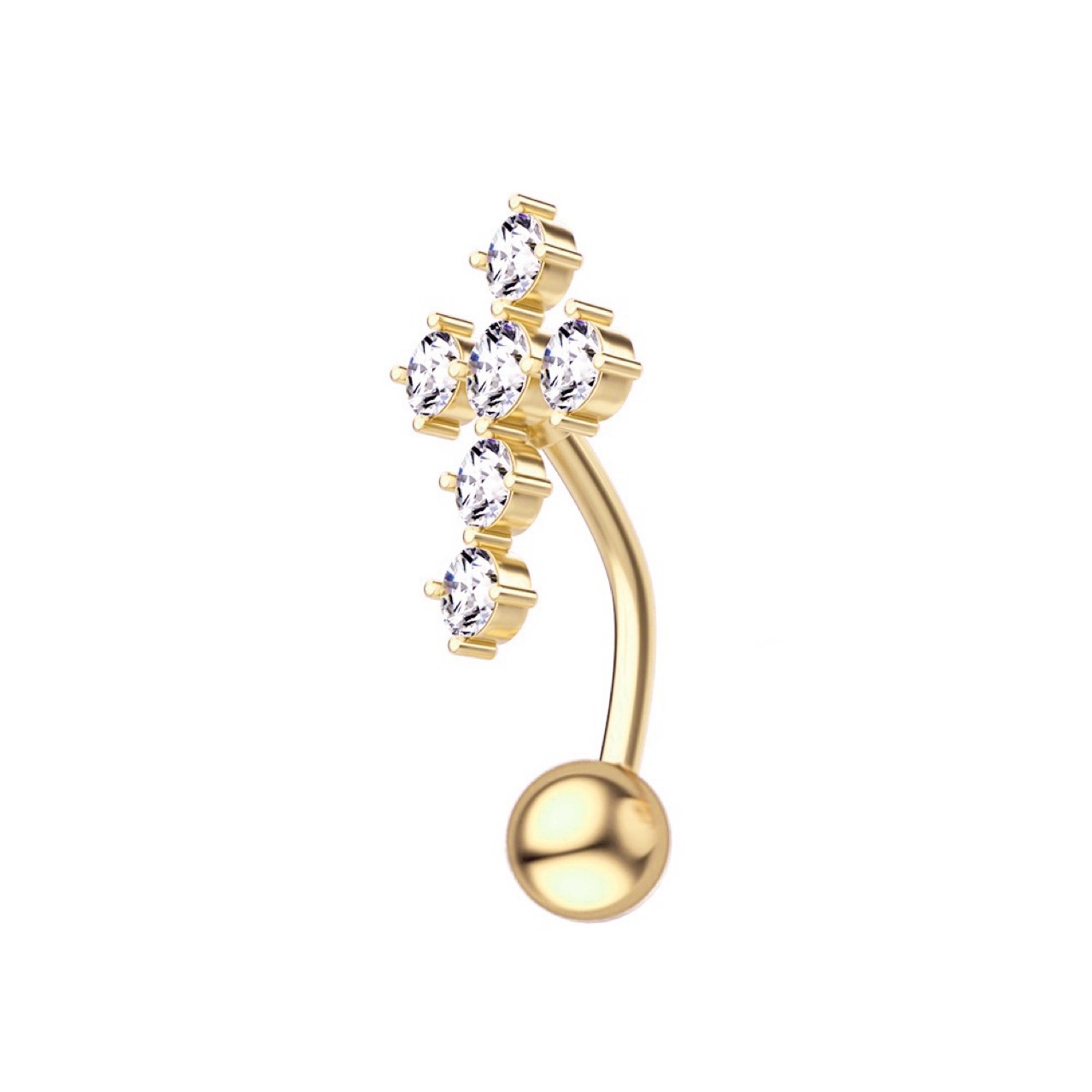 Gold Tone Belly Button Ring with Zircon Cross Design - Fashion Navel Piercing Jewelry - Image 2