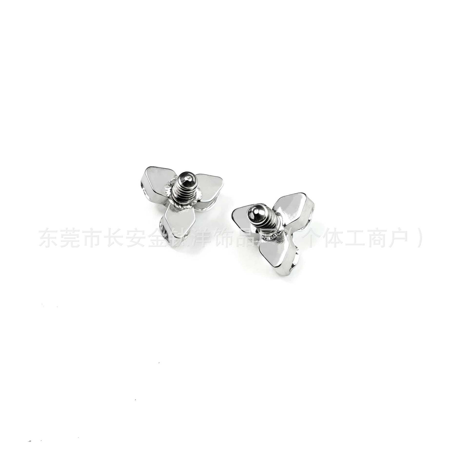 F136 Titanium Triangle Flower CZ Nose Lip Ear Stud Body Piercing Jewelry - Image 4