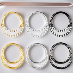 F136 Titanium Alloy Zircon Nose Ring Seamless Ring Nasal Septum Ring Moon Earrings Stud