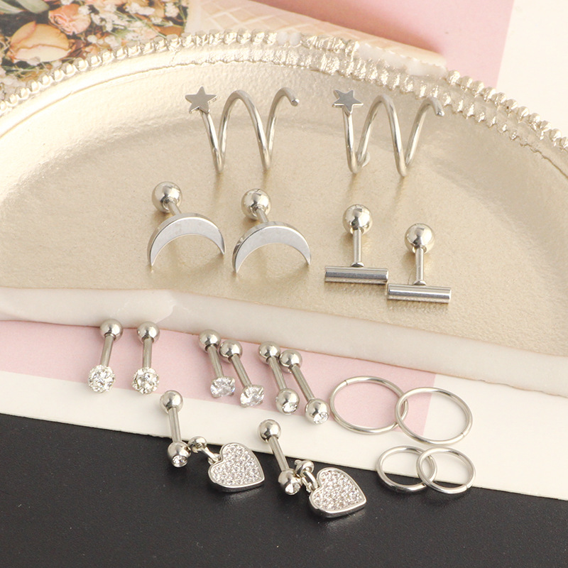 18Pcs 16G Stainless Steel Cartilage Tragus Earrings Studs for Men Body Piercing Jewelry - Image 5
